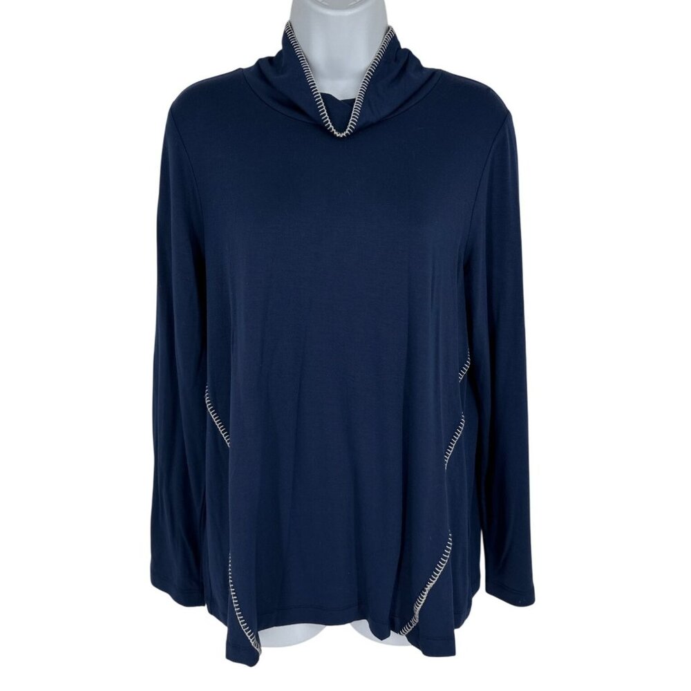 J. Jill Pure Jill Tranquility Fleece Whipstitched Long Sleeve Mock Neck Top Sz S